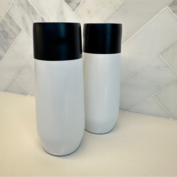 Brand New! Corkcicle Black & White Stemless Flute Set of 2 Champagne Glasses - Picture 1 of 5